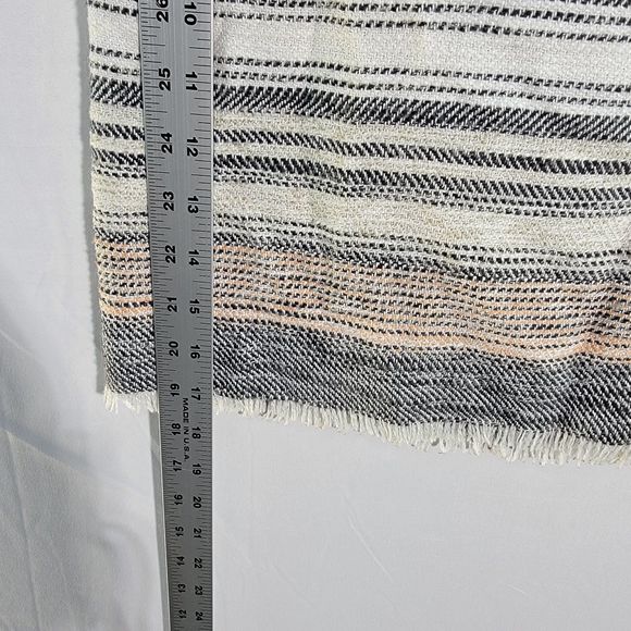 Ann Taylor Loft Pink Striped Lined Tweed Skirt Frayed Hem Zipper Women 2 - Picture 7 of 8